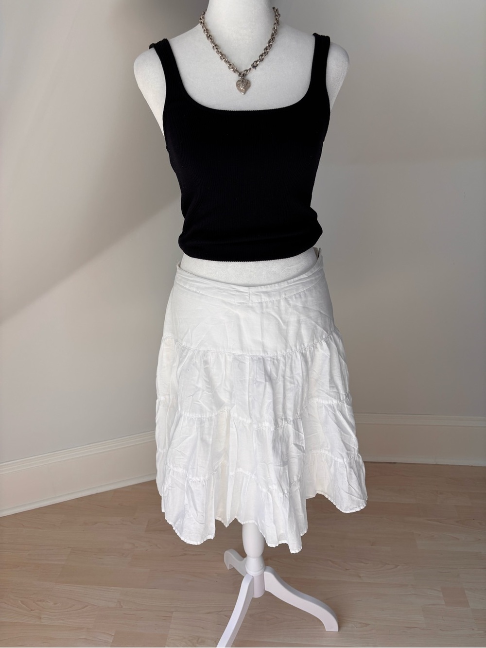 Y2K White Tiered Midi Skirt 🤍